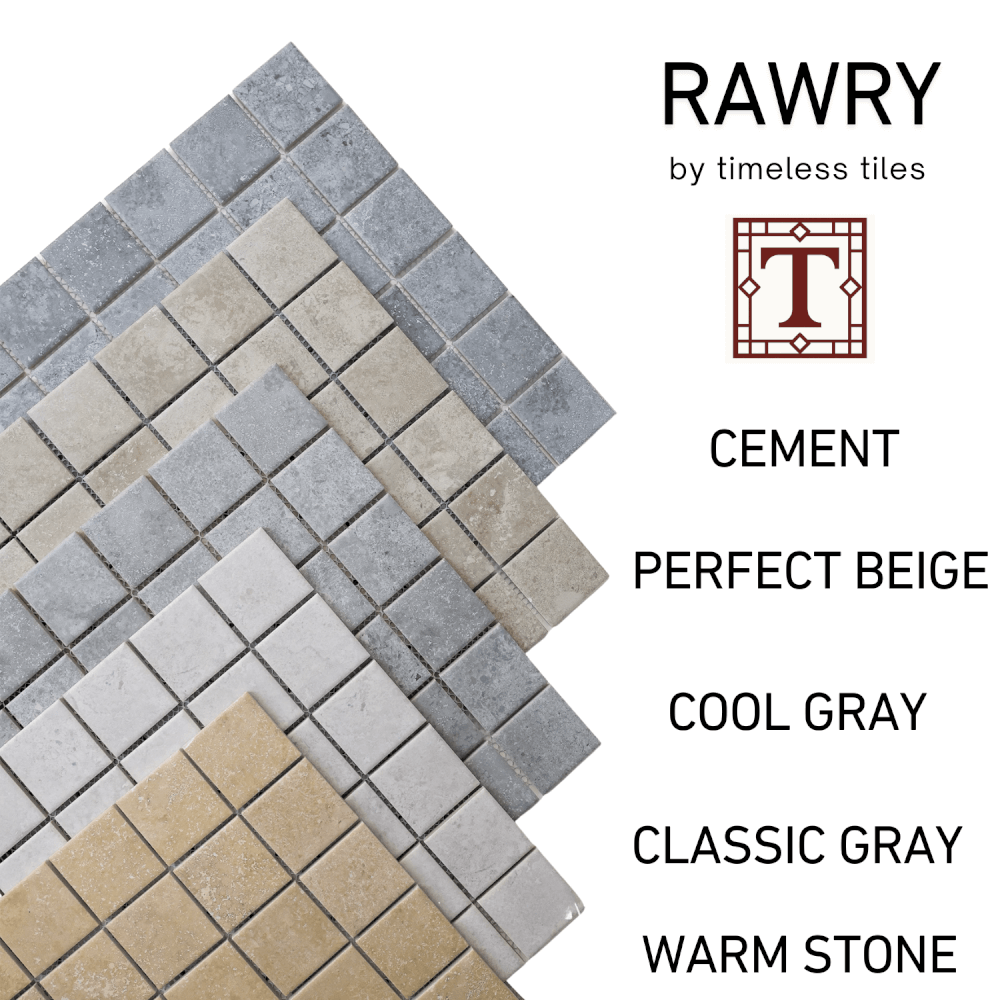 โมเสคเซรามิค TIMELESS TILES รุ่น RAWRY 30X30 ซม. สีเทาอ่อน CLASSIC GRAY สไตล์ลอฟต์